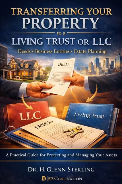 Book cover: Transferring Your Property to a Living Trust or LLC by Dr. H. Glenn Sterling
